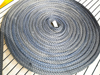 Coiled Rope on the deck of a Gulet